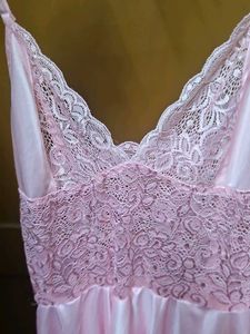 Pink Lace Satin Lingerie Dress