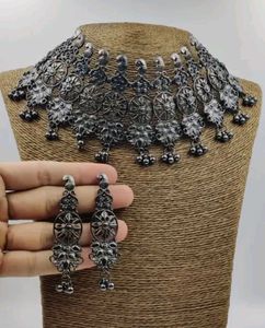 Brand New Oxidized Silver Necklace Set