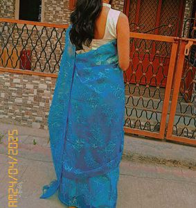 Saree With High Neck Blouse