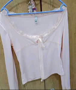 🎀NewMe Light Pink Lace Fitted Top🎀