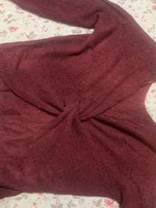 Burgundy Knotted Back Sweater