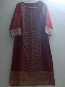 Dark Maroon Heavy Zari Embroidery Kurta