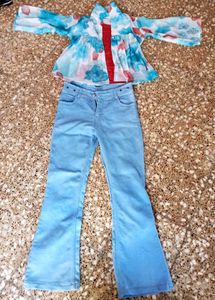 set of cute jeans top and inner