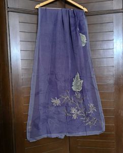 Purple Floral Print Embroidered Kurta Set