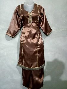 Brown Satin Salwar Suit