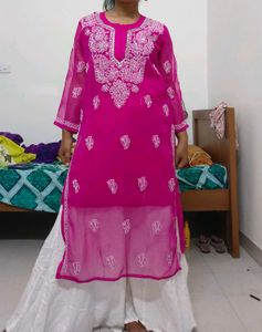 Pink Embroidered Kurti