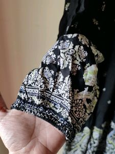 A Line Black Dress With Long Sleeves