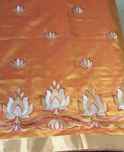 New Orange Embroidered Shinny Saree
