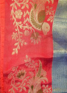 Blue Saree With Parrot Borders🥻