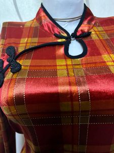 Velvet Two piece combo Of Plaid skirt dress