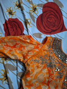 Orange Embroidered gown