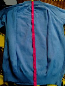 Blue V-Neck Knit Sweater