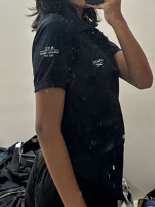 Dark Blue Collared Button Up T Shirt