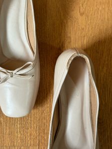 Beige Ballet Flats with Bow