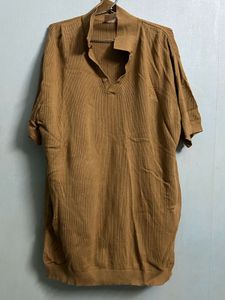 Men's Brown Knit Polo Shirt