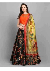 Floral Print Skirt with Orange Top