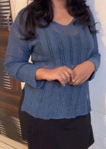 Blue Knit Top