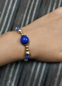 Beaded Bracelet Set - Blue &amp; Gold