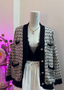 Tweed Cardigan with Gold Buttons