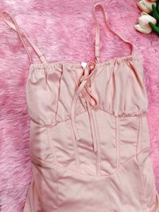 Pink Corset Style Midi Dress