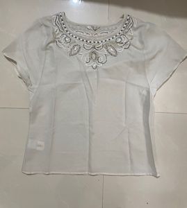 Embroidered Beaded Neck For Stylish Look