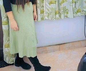 Light Green Long Woollen Skirt