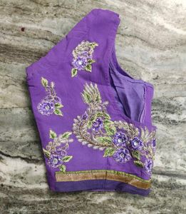 Purple Saree With Beautiful Embroidery