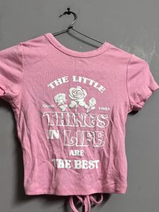 Pink 'Little Things' Graphic Crop Tee