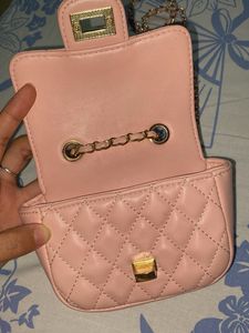 Pink Quilted Crossbody Bag