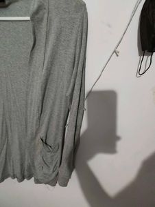 Gray Open Front Cardigan