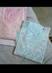 Elegant Pink &amp; Blue Kurta Set