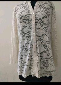 Lace Button-Up plus size Top