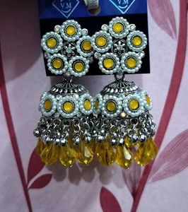 Yellow Jhumka Earrings