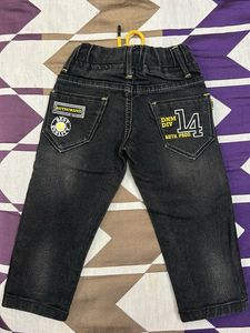 Stylish Kids Black Denim Jeans with Drawstring