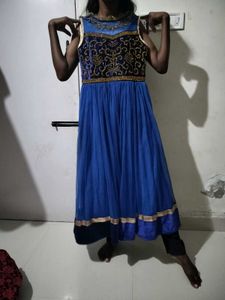 Blue & Gold Embroidered Anarkali