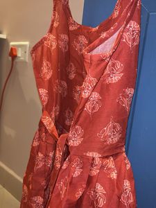 Cute Orange + Red Printed Peplum Tops (Set of 2)