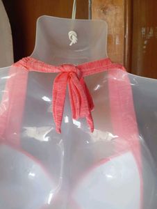 Peach Halter Bikini Top