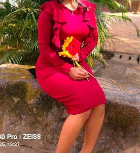 Red Ruffle Bodycon Dress