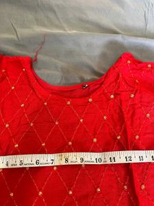 Red Embroidered Kurti