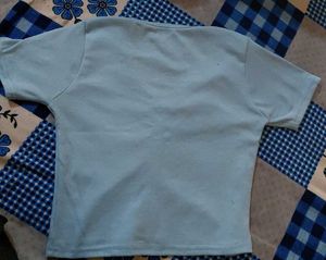 Cute Blue Button-Down Crop Top