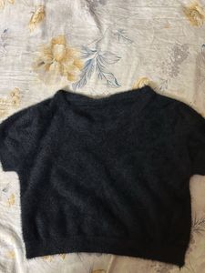Cozy Black Wool Crop Top | Warm &amp; Stylish | Lightl