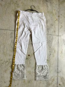 White Lace Detail Leggings