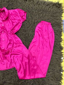 Pink Satin Pajama Set