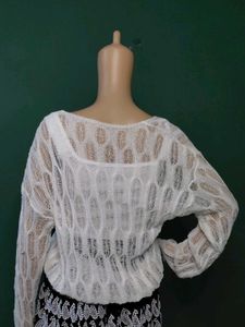 White Knit One-Shoulder Top