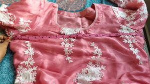 Pink Net Kurta Set