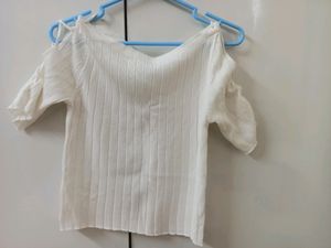 White Boat Neck Top