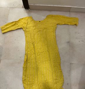 Yellow Embellished Kurti