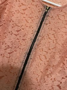 Mayra Peach Netted Lace Crop Top (Women)