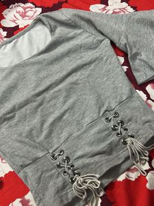 Grey Corset Detail Top