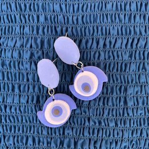 Blue Evil Eye Clay Earrings